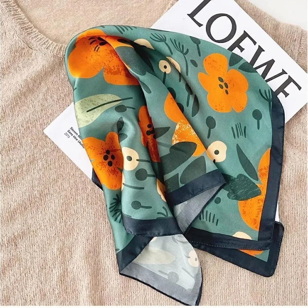 Green and orange Silk Scarf